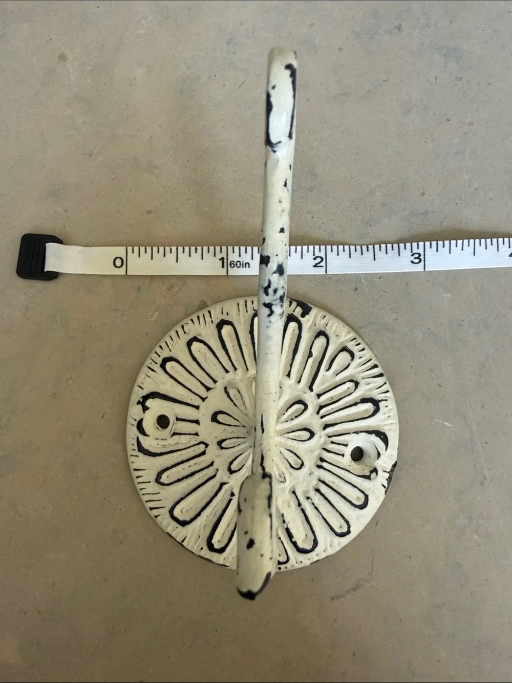 Vintage White Cast Iron Wall Hook
